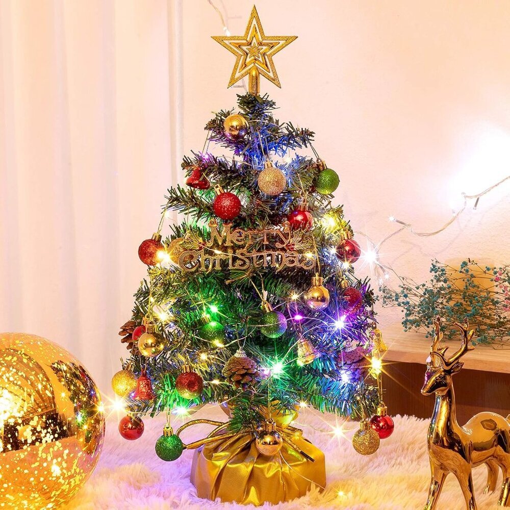 20in Mini Christmas Tree Artificial Small Christmas Tree with Lights,Star Treeto